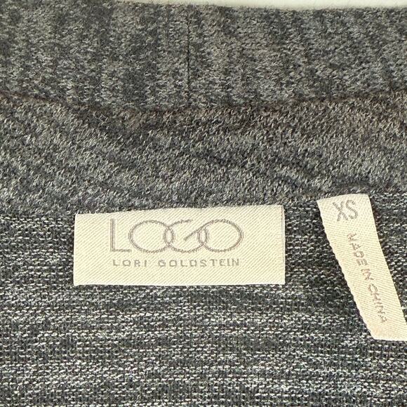 Logo Lori Goldstein Cardigan Women XS Charcoal Faux Suede Asymmetric Relaxed - Picture 5 of 8